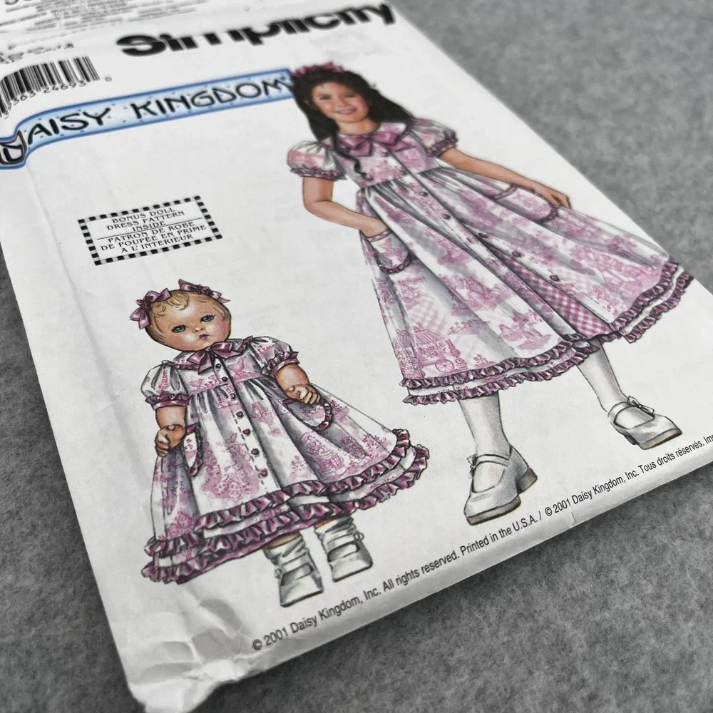 Uncut Daisy Kingdom‎ 9598 Girls Dress Doll Clothes Pattern Size 5-8 Simplicity
